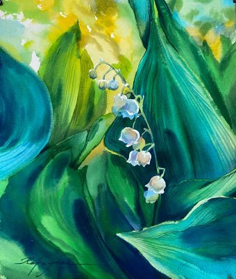 Lily of the valley in the forest. Realistic beauty of nature