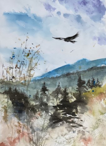 Gráfico "Vuelo", ilustrador Vera Minina acuarela papel en Jose Art Gallery