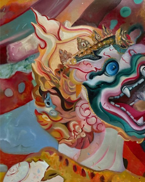 Дополнительное изображение 1: Абстракционизм Мифологический Живопись "Courage" живописец Constantin Roucault масло холст 