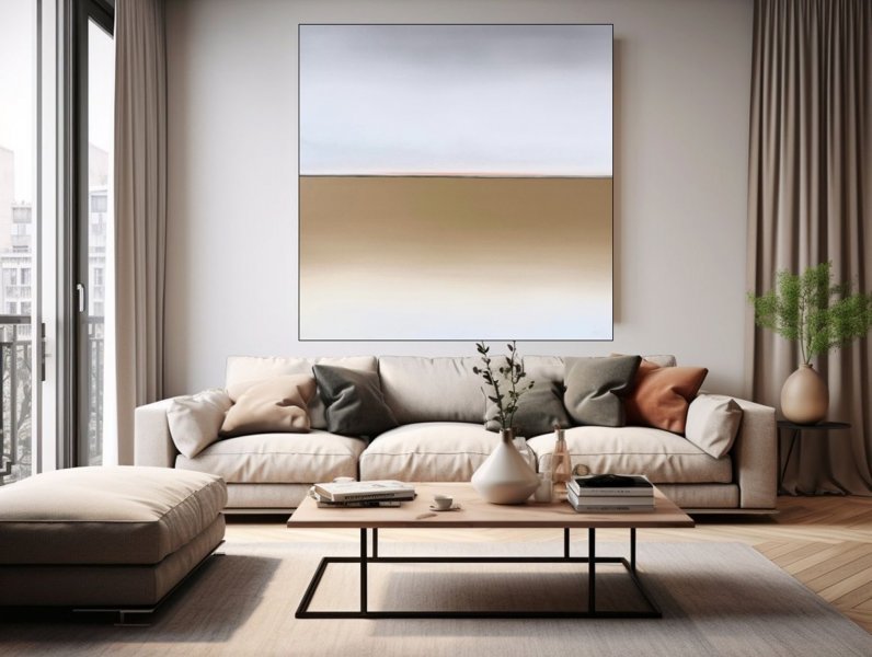 Minimalisme Intérieur Peinture "Horizon des émotions #114" peintre Larissa Uvarova huile toile 