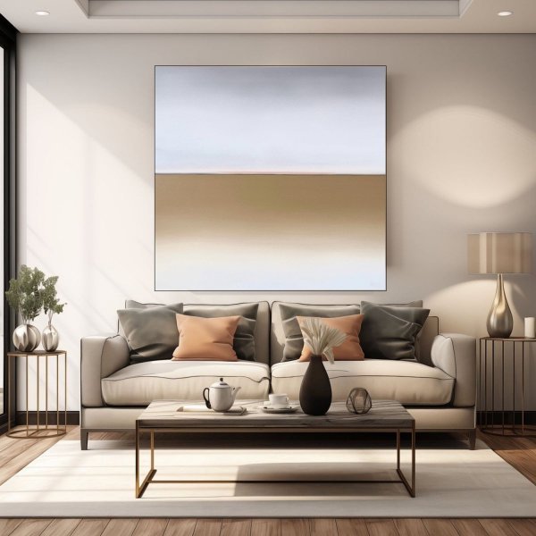 Image supplémentaire 3: Minimalisme Intérieur Peinture "Horizon des émotions #114", peintre Larissa Uvarova huile toile 