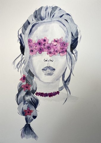 Peinture "Ruban de vie", peintre Helha K. aquarelle papier à la Jose Art Gallery