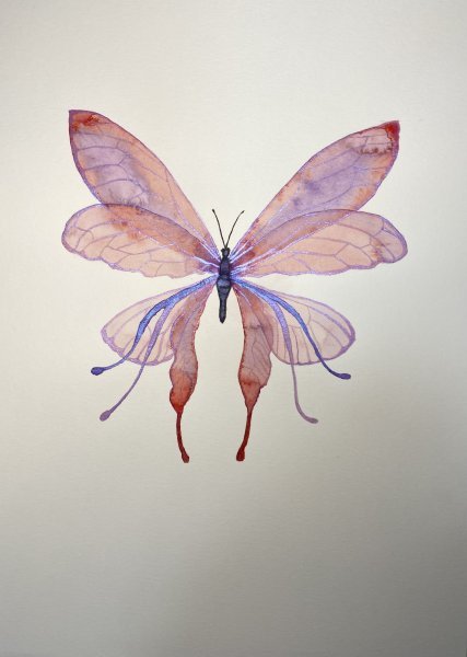 Minimalisme Nature morte Peinture "Aile de printemps" peintre Helha K. aquarelle papier 