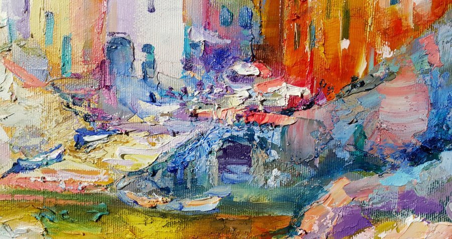 Additional view 5: Impressionism Cityscapes Painting Sunny day in Riomaggiore by painter Viktoria Lapteva oil canvas 
