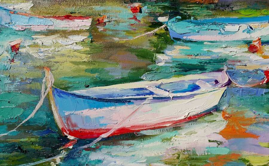 Additional view 7: Impressionism Cityscapes Painting Sunny day in Riomaggiore by painter Viktoria Lapteva oil canvas 