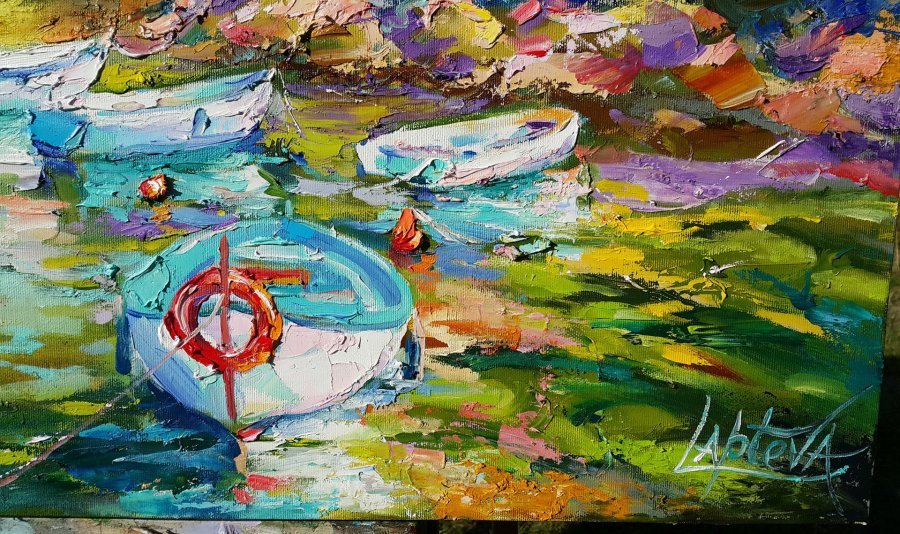 Additional view 9: Impressionism Cityscapes Painting Sunny day in Riomaggiore by painter Viktoria Lapteva oil canvas 