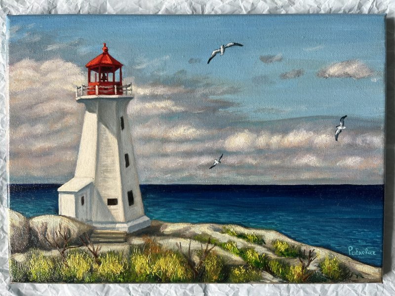 Additional view 2: Realism Marine Art Painting Seascape Lighthouse Coastal Serenity by painter Stepan Ribkevich oil canvas 