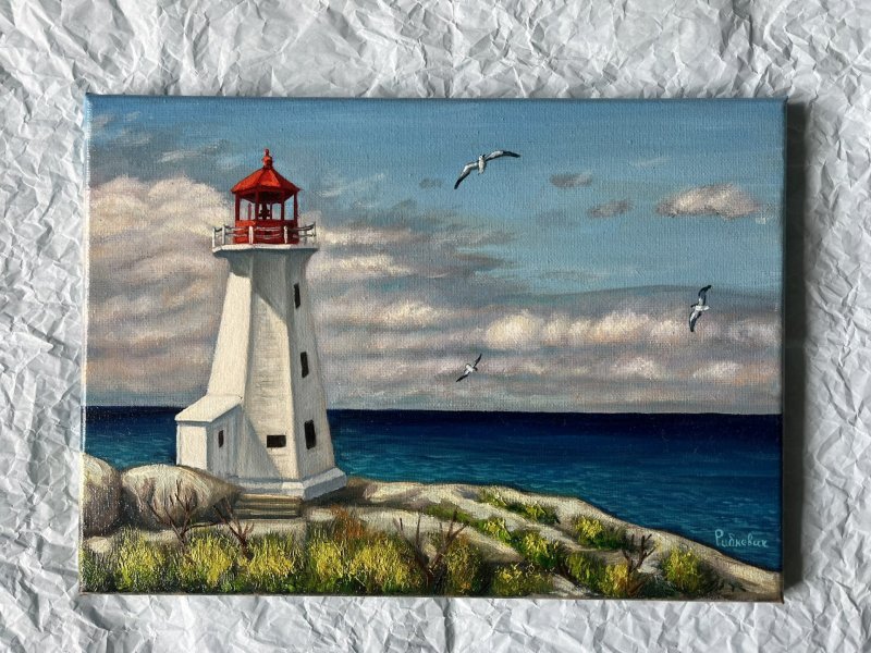 Additional view 7: Realism Marine Art Painting Seascape Lighthouse Coastal Serenity by painter Stepan Ribkevich oil canvas 
