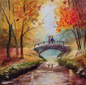 Peinture "Automne", peintre Arsen Davtyan huile carton à la Jose Art Gallery