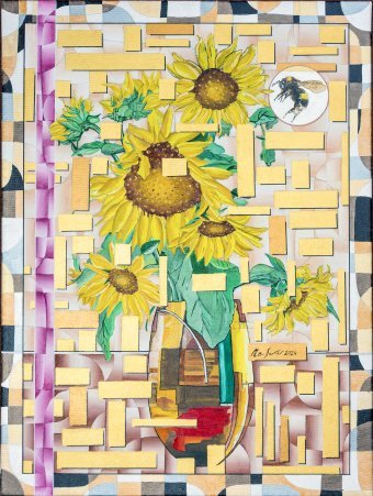 Sunflowers in Vase: Modern Abstract Art
