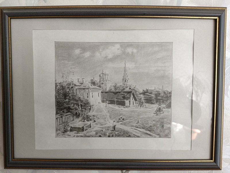 Additional view 1: Realism Cityscapes Drawing Moscow courtyard by illustrator Pavel Popov pencil paper 