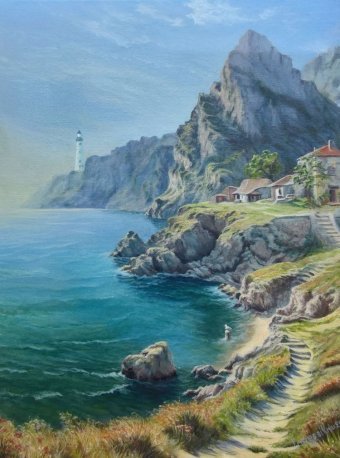 Painting "Lighthouse Keeper's House" by painter innessikmax oil canvas at Jose Art Gallery