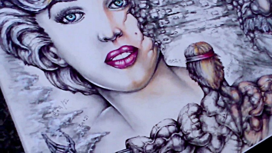 Additional view 4: Surrealism History Drawing DARK MATTER / TERMINATOR by illustrator ANGEL PIANGELO mixed method paper 