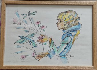 Drawing "Spring girl" by illustrator Sergey Chigincev pen paper at Jose Art Gallery