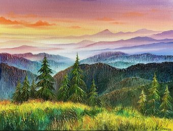 Painting "Mountain Calm" by painter Anna Shkolik acrylic canvas at Jose Art Gallery