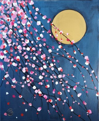 Pintura "Flor de luna", pintor Axelle Biltgen acrílico lienzo en Jose Art Gallery