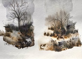 Pittura "A10", pittore Noumenona acquerello carta alla Jose Art Gallery