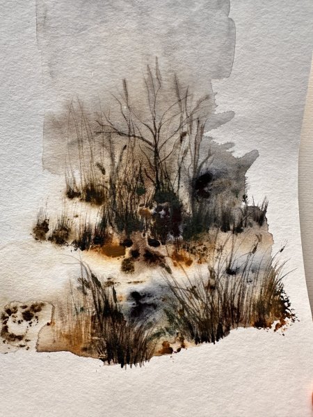 Immagine aggiuntiva 3: Espressionismo Paesaggio Pittura "A10", pittore Noumenona acquerello carta 