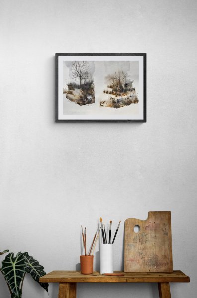 Immagine aggiuntiva 4: Espressionismo Paesaggio Pittura "A10", pittore Noumenona acquerello carta 