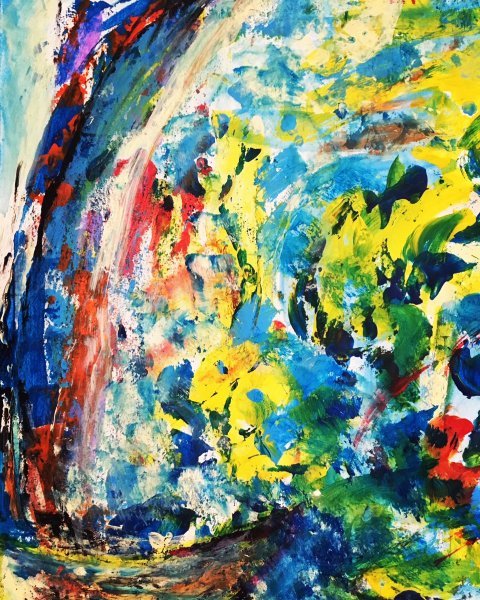Additional view 2: Abstract Marine Art Painting Wild Sailing: A Journey in Color by painter Linda Naili acrylic paper 