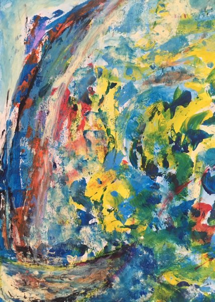 Additional view 3: Abstract Marine Art Painting Wild Sailing: A Journey in Color by painter Linda Naili acrylic paper 