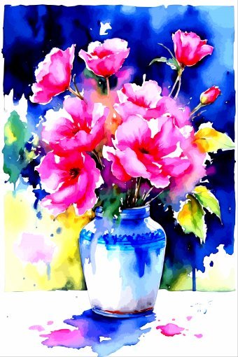 Arte digital "Naturaleza muerta: flores en jarrón", artista digital Viktor Levchenko en Jose Art Gallery