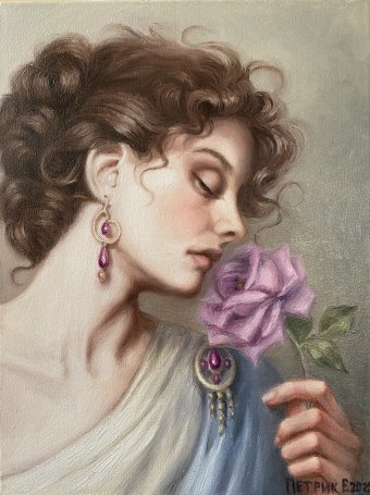 Painting "Inspiration of Tenderness and Trembling Moment" by painter Elen&ART oil canvas at Jose Art Gallery