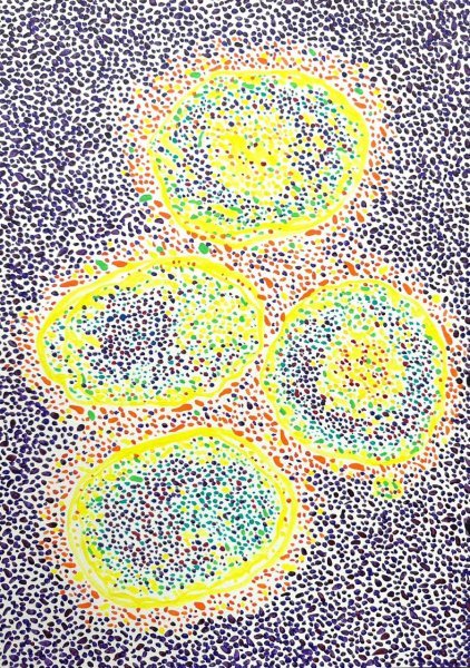 Minimalisme Intérieur Peinture "Life form 3" peintre Gleb Skubachevsky acrylique papier 