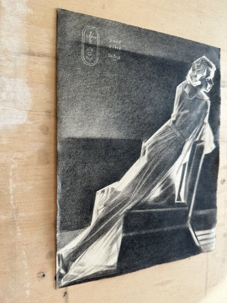 Dodatkowy obraz 3: Art Deco Portret Grafika "Bez tytułu – 02-06-25", ilustrator Corne Akkers grafit papier 