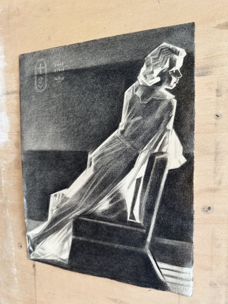 Dodatkowy obraz 4: Art Deco Portret Grafika "Bez tytułu – 02-06-25", ilustrator Corne Akkers grafit papier 