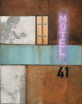 Pintura "MOTEL", pintor Dmitro Zazimko acrílico lienzo en Jose Art Gallery