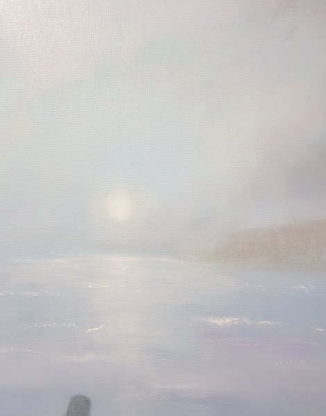Additional view 2: Figurative Marine Art Painting Silence of the Tides. Calm and Light at Dawn by painter Mercedes Gordo oil canvas 