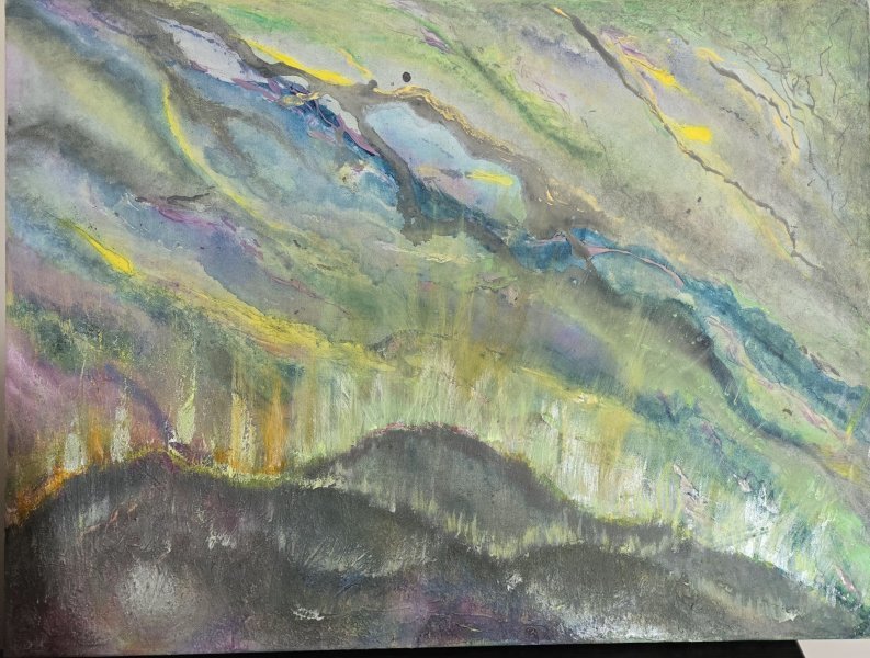 Additional view 1: Abstract Interior Painting Northern lights by painter Orhidea acrylic canvas 