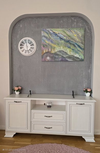 Additional view 2: Abstract Interior Painting Northern lights by painter Orhidea acrylic canvas 