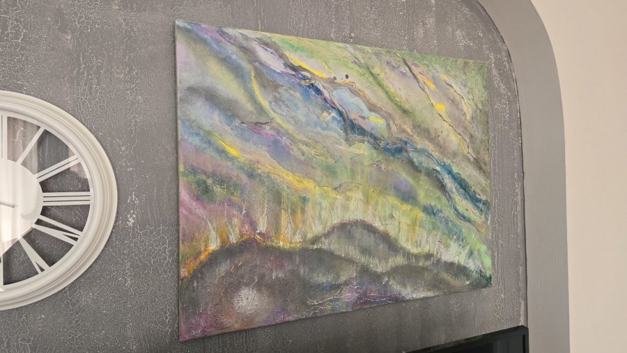 Additional view 3: Abstract Interior Painting Northern lights by painter Orhidea acrylic canvas 