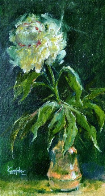 Pintura "Peonía solitaria", pintor Svitlana Komarova óleo lienzo en Jose Art Gallery