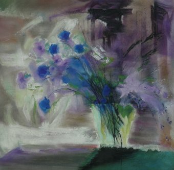 Painting "Spalahi Ultramarinu" by painter Sergey Yemets pastel paper at Jose Art Gallery