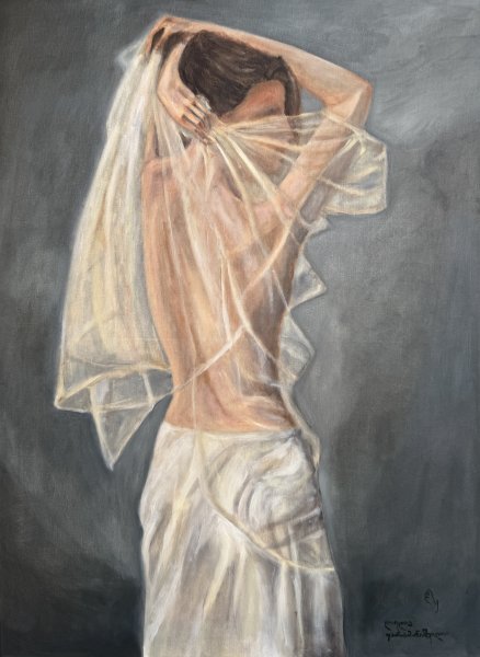 Art figuratif Nu Peinture "Clair de lune" peintre Lela Karamanishvili huile toile 