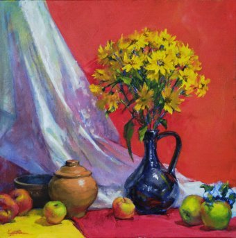 Pintura "Colores de la calidez del hogar", pintor Svitlana Komarova óleo lienzo en Jose Art Gallery