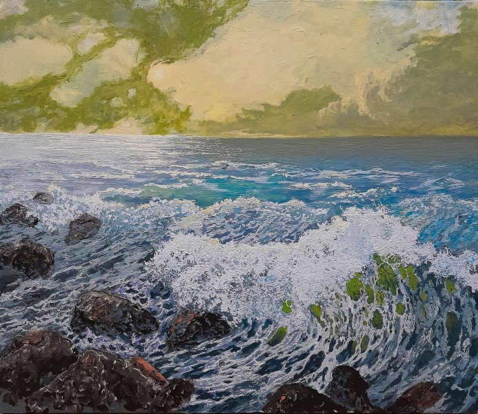 Additional view 6: Post-Impressionism Marine Art Painting Bermuda breeze by painter Anton Zapotochny(Dovzhenko) acrylic canvas 