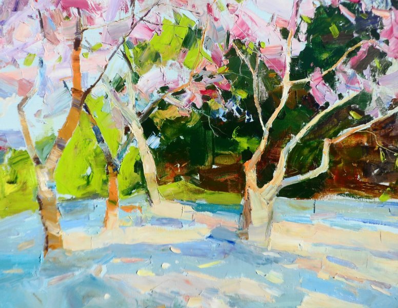 Additional view 1: Expressionism Flower Painting Spring garden by painter Yehor Dulin oil canvas 