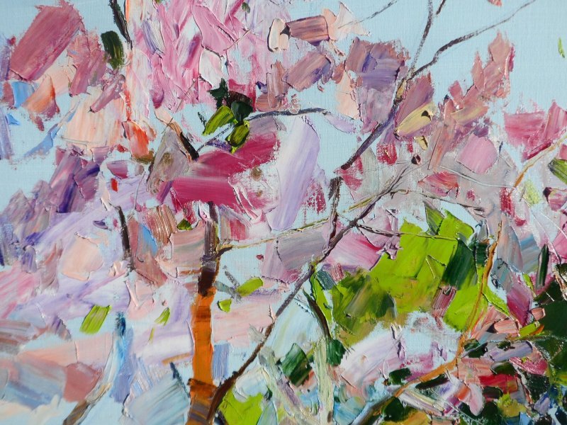 Additional view 2: Expressionism Flower Painting Spring garden by painter Yehor Dulin oil canvas 
