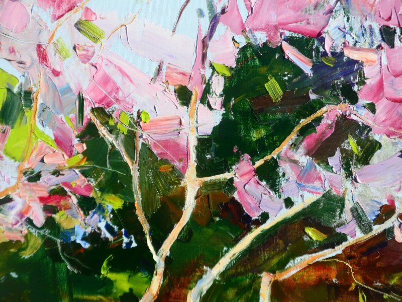 Additional view 3: Expressionism Flower Painting Spring garden by painter Yehor Dulin oil canvas 