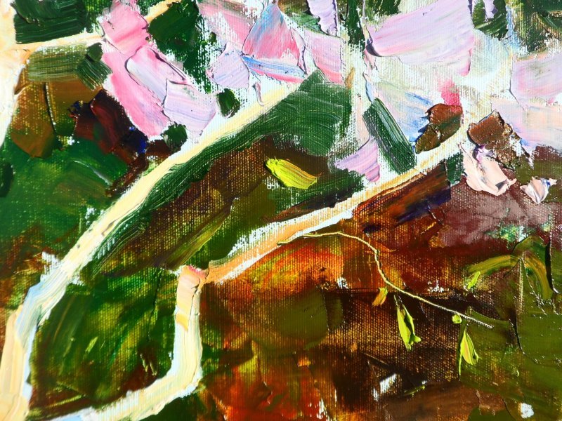 Additional view 5: Expressionism Flower Painting Spring garden by painter Yehor Dulin oil canvas 