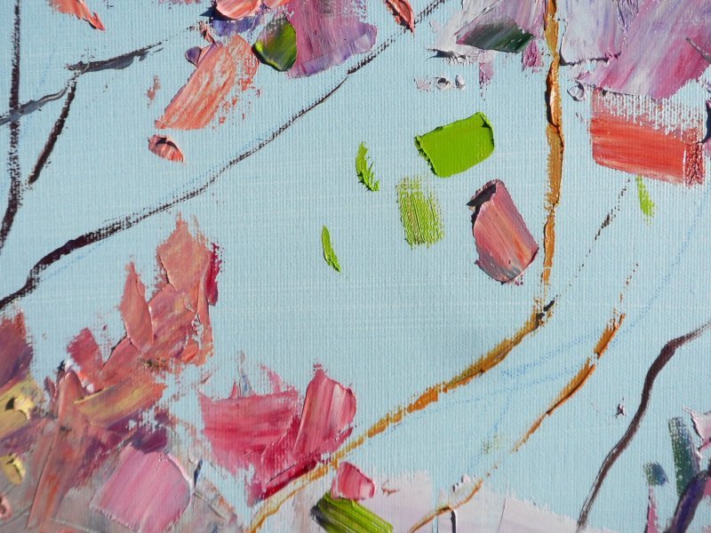 Additional view 6: Expressionism Flower Painting Spring garden by painter Yehor Dulin oil canvas 