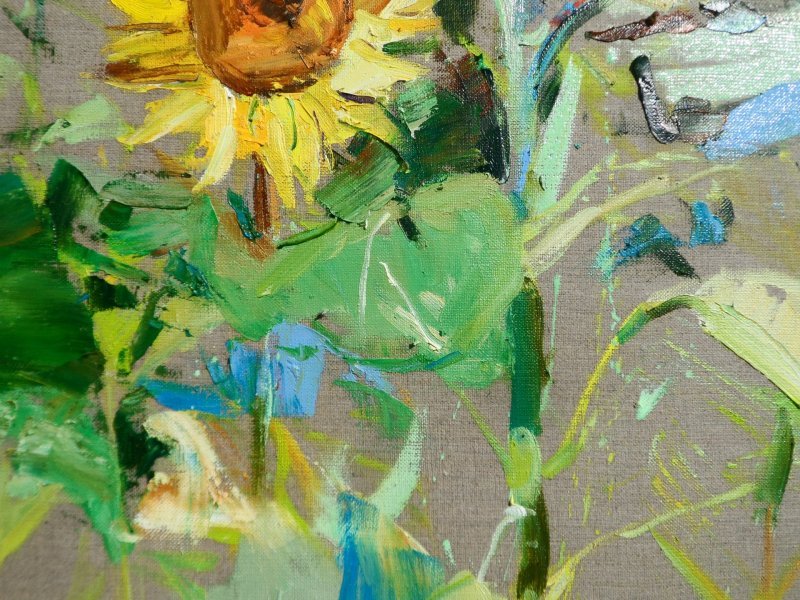 Additional view 1: Expressionism Flower Painting Sunflowers by painter Yehor Dulin oil canvas 
