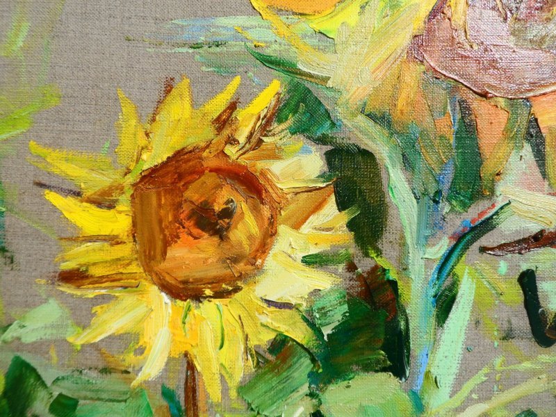Additional view 2: Expressionism Flower Painting Sunflowers by painter Yehor Dulin oil canvas 