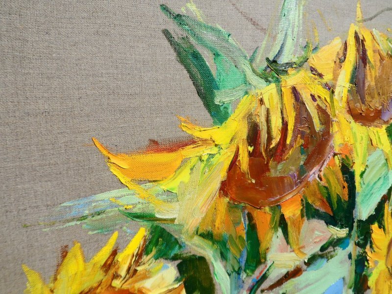 Additional view 3: Expressionism Flower Painting Sunflowers by painter Yehor Dulin oil canvas 