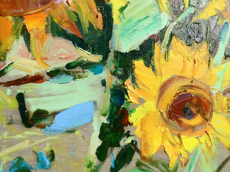 Additional view 4: Expressionism Flower Painting Sunflowers by painter Yehor Dulin oil canvas 