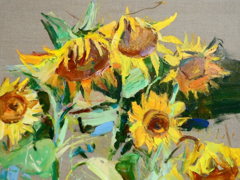 Additional view 5: Expressionism Flower Painting Sunflowers by painter Yehor Dulin oil canvas 